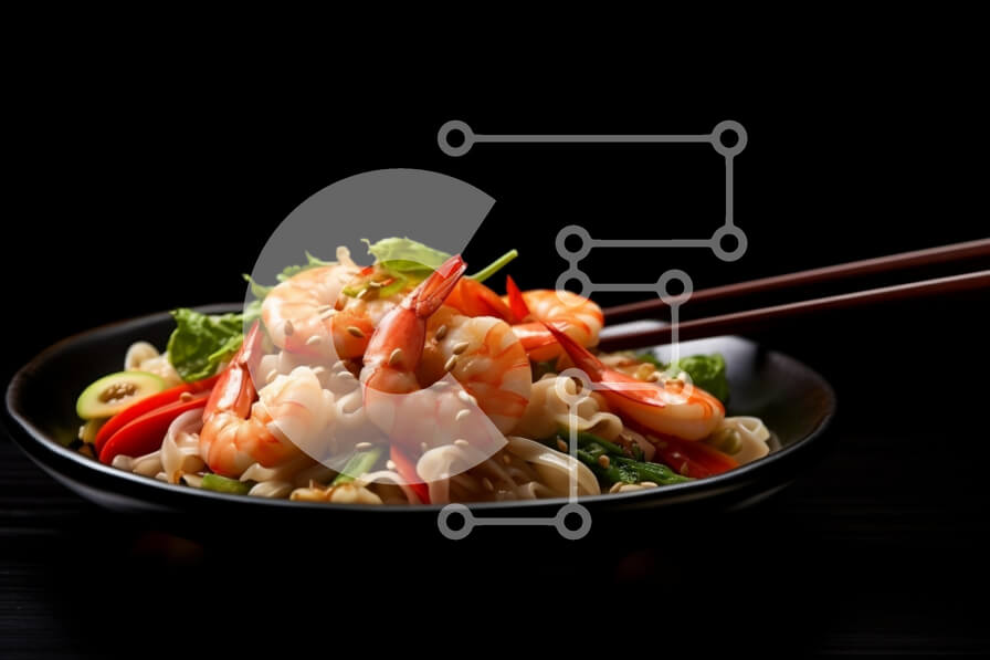 Σετ των 2 Intra Συλλεκτικό Ξύλινο Παζλ Plywood  4mm - Γαρίδες Stir-Fry με νουντλς και λαχανικά Σε Ξύλινο Κουτί - Διαστάσεις: 10x10 cm – 25 κομμάτια