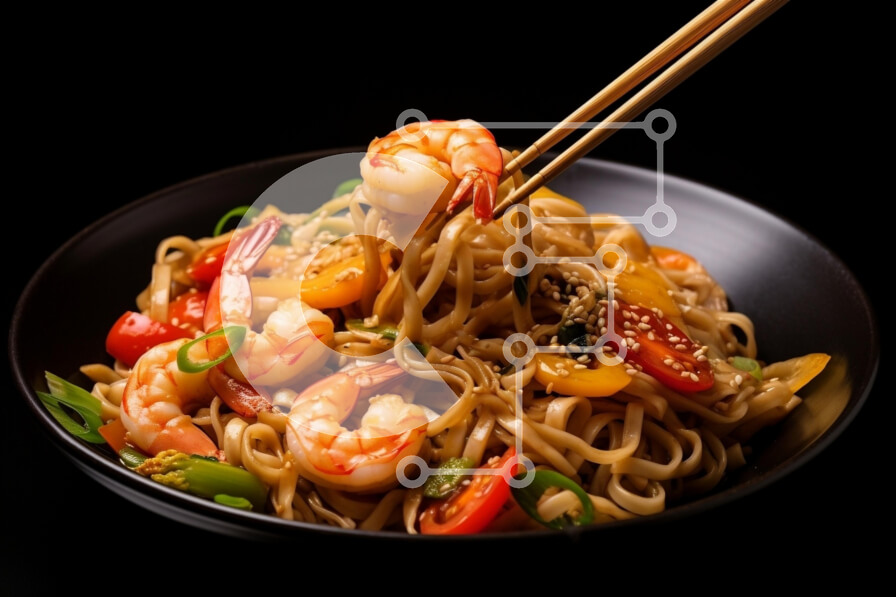 Σετ των 2 Intra Συλλεκτικό Ξύλινο Παζλ Plywood  4mm - Νουντλς γαρίδας με λαχανικά Σε Ξύλινο Κουτί - Διαστάσεις: 10x10 cm – 25 κομμάτια