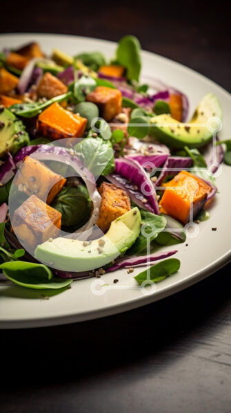 Intra Συλλεκτικό Ξύλινο Παζλ Plywood  4mm - Ζωντανή σαλάτα με ψητό σκουός και αβοκάντο Σε Ξύλινο Κουτί - Διαστάσεις: 10x10 cm – 25 κομμάτια