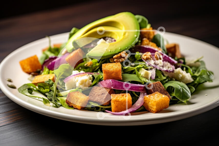 Σετ των 2 Intra Συλλεκτικό Ξύλινο Παζλ Plywood  4mm - Φρέσκια σαλάτα με αβοκάντο και τυρί φέτα Σε Ξύλινο Κουτί - Διαστάσεις: 10x10 cm – 25 κομμάτια