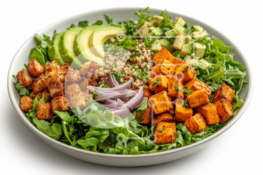 Σετ των 2 Intra Συλλεκτικό Ξύλινο Παζλ Plywood  4mm - Ζωντανή σαλάτα με τόφου, γλυκοπατάτες και αβοκάντο Σε Ξύλινο Κουτί - Διαστάσεις: 10x10 cm – 25 κομμάτια