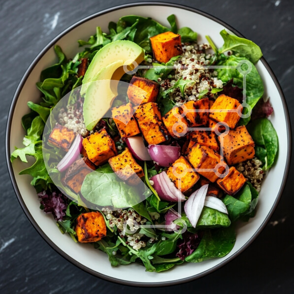 Σετ των 2 Intra Συλλεκτικό Ξύλινο Παζλ Plywood  4mm - Πολύχρωμη σαλάτα με γλυκοπατάτες και αβοκάντο Σε Ξύλινο Κουτί - Διαστάσεις: 10x10 cm – 25 κομμάτια