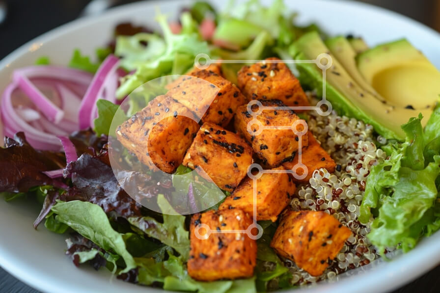 Σετ των 2 Intra Συλλεκτικό Ξύλινο Παζλ Plywood  4mm - Υγιεινή σαλάτα με τόφου και κινόα Σε Ξύλινο Κουτί - Διαστάσεις: 10x10 cm – 25 κομμάτια