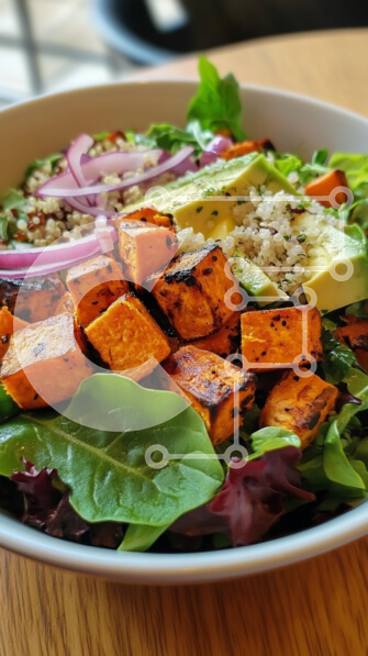 Intra Συλλεκτικό Ξύλινο Παζλ Plywood  4mm - Υγιεινή σαλάτα γλυκοπατάτας στη σχάρα Σε Ξύλινο Κουτί - Διαστάσεις: 10x10 cm – 25 κομμάτια