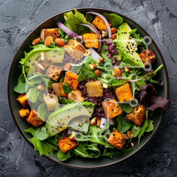 Σετ των 2 Intra Συλλεκτικό Ξύλινο Παζλ Plywood  4mm - Πολύχρωμη και θρεπτική σαλάτα με τόφου και κινόα Σε Ξύλινο Κουτί - Διαστάσεις: 10x10 cm – 25 κομμάτια