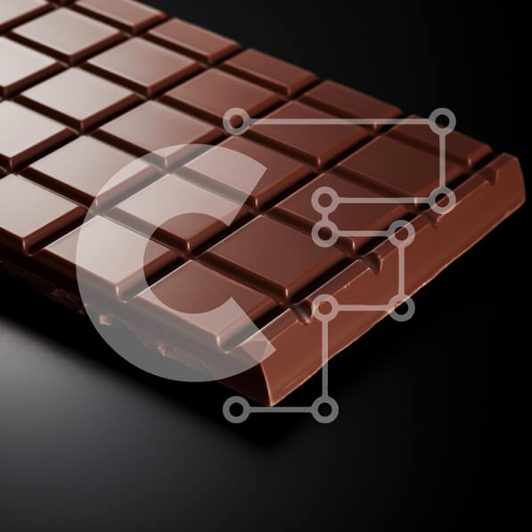 Σετ των 2 Intra Συλλεκτικό Ξύλινο Παζλ Plywood  4mm - Κοντινό πλάνο μιας ράβδου σοκολάτας σε σκούρο φόντο Σε Ξύλινο Κουτί - Διαστάσεις: 10x10 cm – 25 κομμάτια