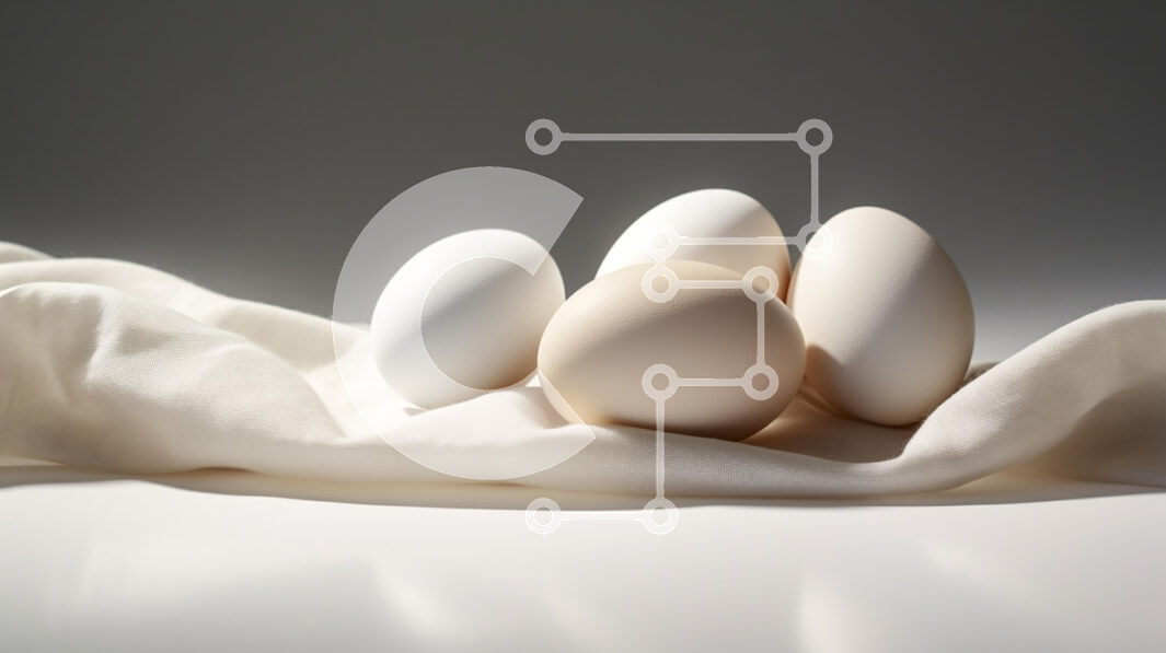 Intra Συλλεκτικό Ξύλινο Παζλ Plywood  4mm - Τέσσερα λευκά αυγά σε ύφασμα κρέμας Σε Ξύλινο Κουτί - Διαστάσεις: 10x10 cm – 25 κομμάτια