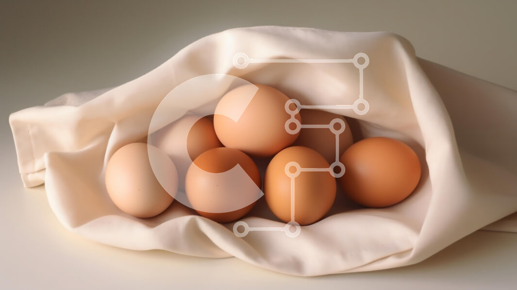 Σετ των 2 Intra Συλλεκτικό Ξύλινο Παζλ Plywood  4mm - Φρέσκα αυγά σε ένα μαλακό πανί Σε Ξύλινο Κουτί - Διαστάσεις: 10x10 cm – 25 κομμάτια