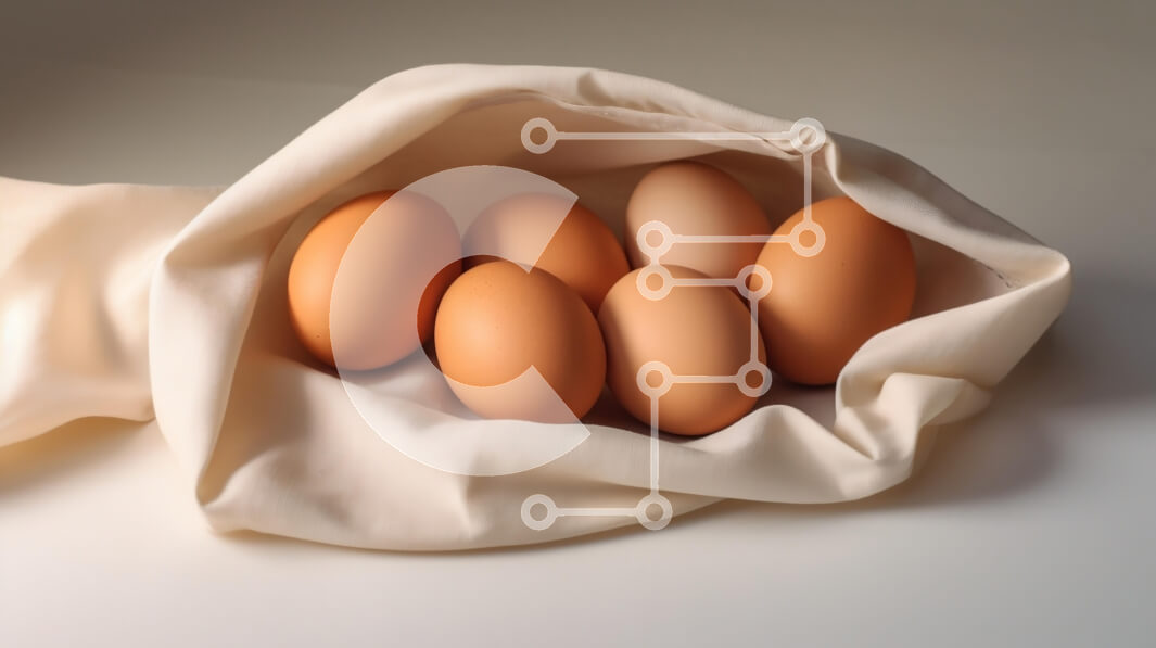 Σετ των 2 Intra Συλλεκτικό Ξύλινο Παζλ Plywood  4mm - Φρέσκα αυγά σε υφασμάτινη τσάντα Σε Ξύλινο Κουτί - Διαστάσεις: 10x10 cm – 25 κομμάτια