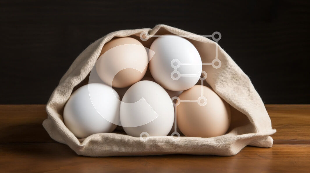 Σετ των 2 Intra Συλλεκτικό Ξύλινο Παζλ Plywood  4mm - Φρέσκα αυγά σε μια υφασμάτινη τσάντα Σε Ξύλινο Κουτί - Διαστάσεις: 10x10 cm – 25 κομμάτια