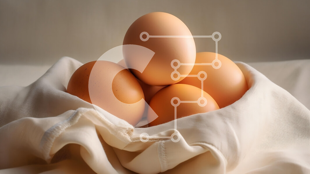 Σετ των 2 Intra Συλλεκτικό Ξύλινο Παζλ Plywood  4mm - Φρέσκα αυγά σε ένα άσπρο πανί Σε Ξύλινο Κουτί - Διαστάσεις: 10x10 cm – 25 κομμάτια