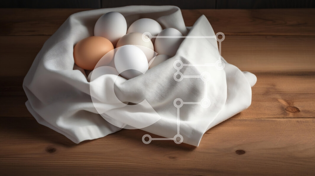 Σετ των 2 Intra Συλλεκτικό Ξύλινο Παζλ Plywood  4mm - Καλάθι με αυγά σε ένα ξύλινο τραπέζι Σε Ξύλινο Κουτί - Διαστάσεις: 10x10 cm – 25 κομμάτια