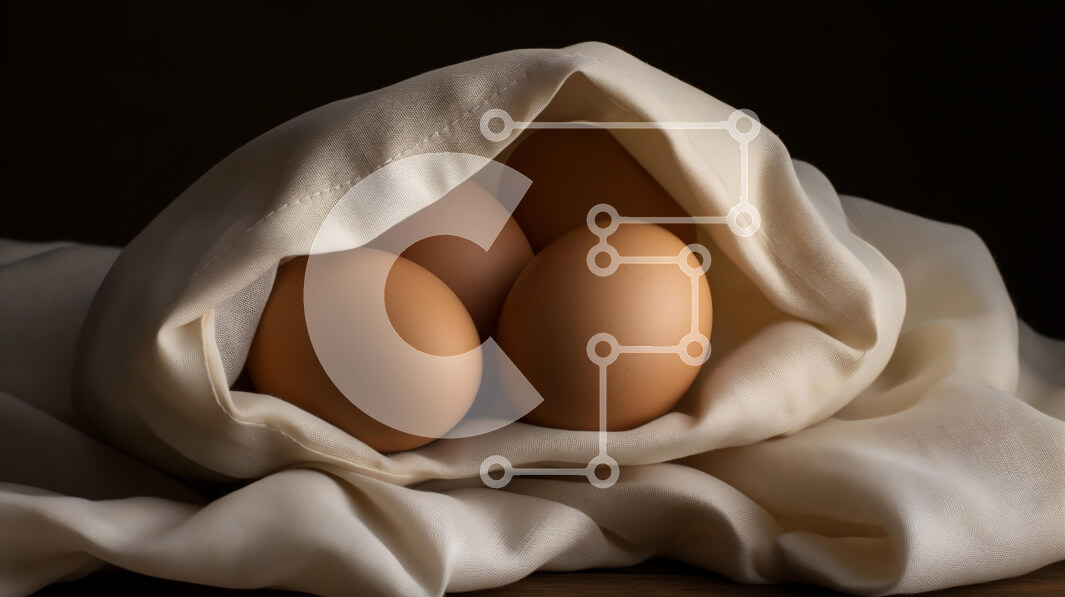 Σετ των 2 Intra Συλλεκτικό Ξύλινο Παζλ Plywood  4mm - Καφέ αυγά τυλιγμένα σε λευκό ύφασμα Σε Ξύλινο Κουτί - Διαστάσεις: 10x10 cm – 25 κομμάτια