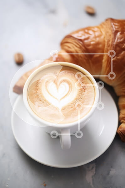 Σετ των 2 Intra Συλλεκτικό Ξύλινο Παζλ Plywood  4mm - Latte Art με κρουασάν Σε Ξύλινο Κουτί - Διαστάσεις: 10x10 cm – 25 κομμάτια