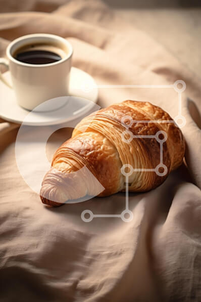 Σετ των 2 Intra Συλλεκτικό Ξύλινο Παζλ Plywood  4mm - Κρουασάν και καφές Σε Ξύλινο Κουτί - Διαστάσεις: 10x10 cm – 25 κομμάτια