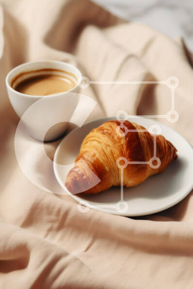 Σετ των 2 Intra Συλλεκτικό Ξύλινο Παζλ Plywood  4mm - Πρωινό με κρουασάν και καφέ Σε Ξύλινο Κουτί - Διαστάσεις: 10x10 cm – 25 κομμάτια