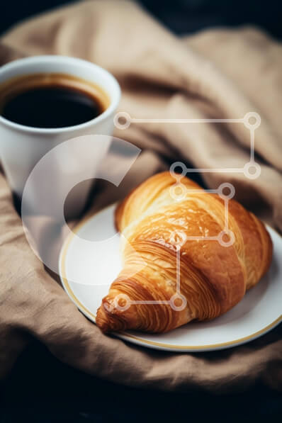 Σετ των 2 Intra Συλλεκτικό Ξύλινο Παζλ Plywood  4mm - Κρουασάν και καφές σε ένα άνετο περιβάλλον πρωινού Σε Ξύλινο Κουτί - Διαστάσεις: 10x10 cm – 25 κομμάτια