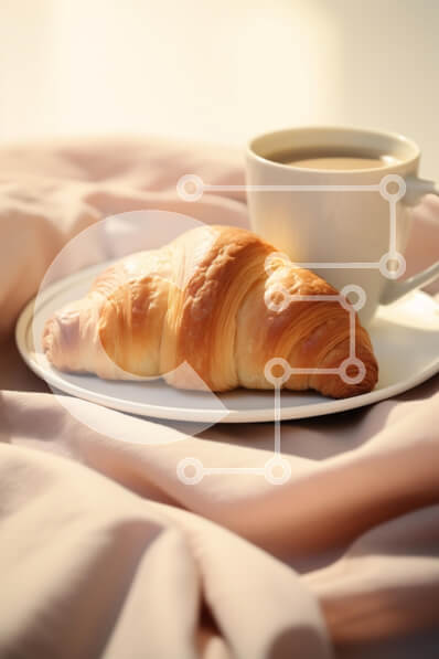 Σετ των 2 Intra Συλλεκτικό Ξύλινο Παζλ Plywood  4mm - Κρουασάν με καφέ σε φόντο από μαλακό ύφασμα Σε Ξύλινο Κουτί - Διαστάσεις: 10x10 cm – 25 κομμάτια