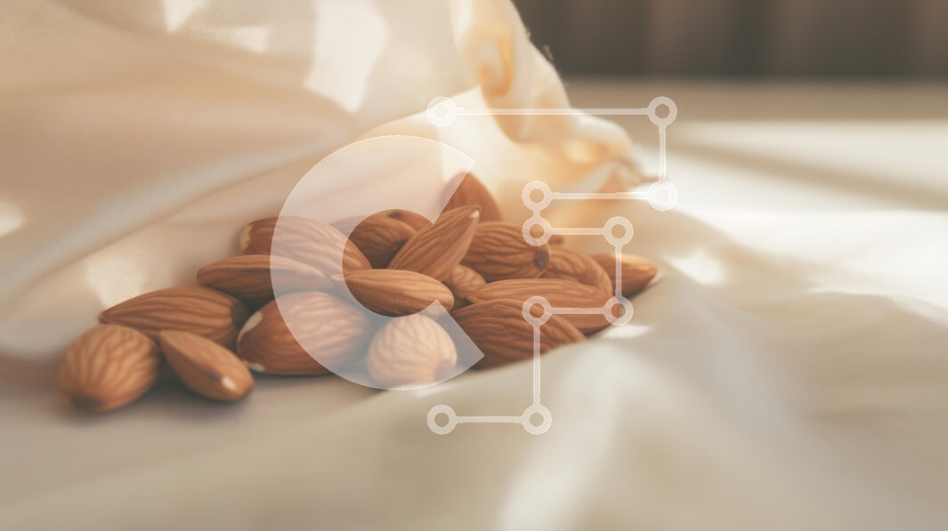 Σετ των 2 Intra Συλλεκτικό Ξύλινο Παζλ Plywood  4mm - Διάσπαρτα αμύγδαλα σε ύφασμα Σε Ξύλινο Κουτί - Διαστάσεις: 10x10 cm – 25 κομμάτια