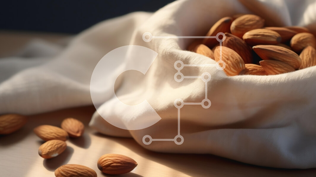 Σετ των 2 Intra Συλλεκτικό Ξύλινο Παζλ Plywood  4mm - Αμύγδαλα σε ένα πανί σε μια ξύλινη επιφάνεια Σε Ξύλινο Κουτί - Διαστάσεις: 10x10 cm – 25 κομμάτια