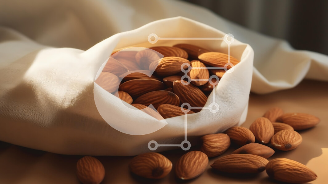 Σετ των 2 Intra Συλλεκτικό Ξύλινο Παζλ Plywood  4mm - Αμύγδαλα σε λευκή υφασμάτινη τσάντα Σε Ξύλινο Κουτί - Διαστάσεις: 10x10 cm – 25 κομμάτια