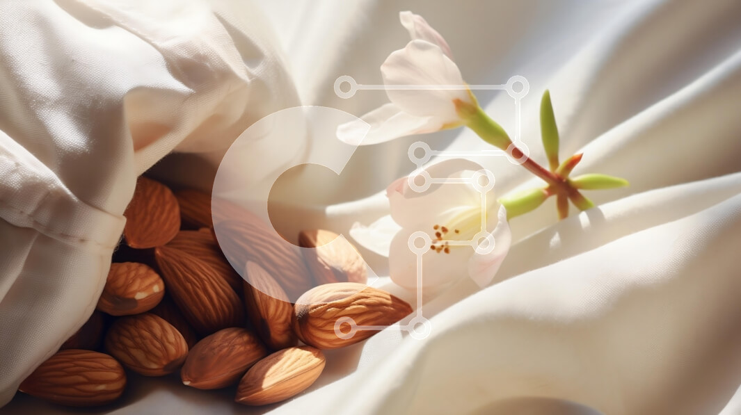 Σετ των 2 Intra Συλλεκτικό Ξύλινο Παζλ Plywood  4mm - Αμύγδαλα και λουλούδια σε λευκό ύφασμα Σε Ξύλινο Κουτί - Διαστάσεις: 10x10 cm – 25 κομμάτια