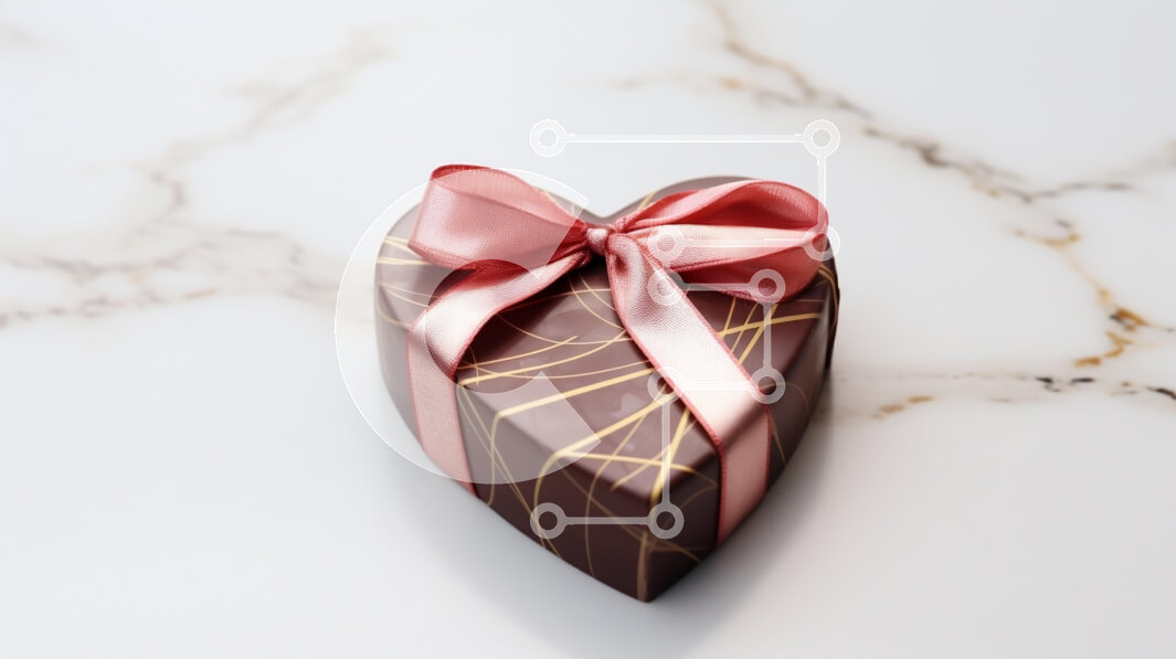 Σετ των 2 Intra Συλλεκτικό Ξύλινο Παζλ Plywood  4mm - Κουτί δώρου σοκολάτας σε σχήμα καρδιάς σε μαρμάρινη επιφάνεια Σε Ξύλινο Κουτί - Διαστάσεις: 10x10 cm – 25 κομμάτια