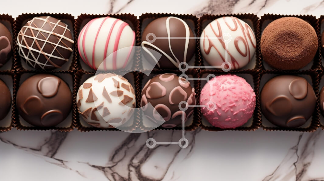 Σετ των 2 Intra Συλλεκτικό Ξύλινο Παζλ Plywood  4mm - Ποικιλία τρούφας σοκολάτας σε διακοσμητικό κουτί Σε Ξύλινο Κουτί - Διαστάσεις: 10x10 cm – 25 κομμάτια