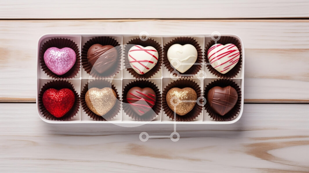 Σετ των 2 Intra Συλλεκτικό Ξύλινο Παζλ Plywood  4mm - Ποικιλία σοκολατάκια σε σχήμα καρδιάς σε κουτί Σε Ξύλινο Κουτί - Διαστάσεις: 10x10 cm – 25 κομμάτια