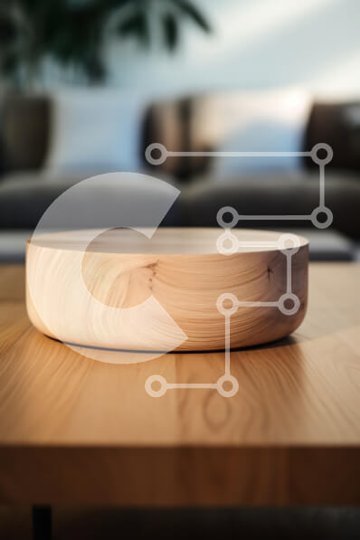 Intra Συλλεκτικό Ξύλινο Παζλ Plywood  4mm - Ξύλινο μπολ σε ένα τραπέζι σε ένα ζεστό εσωτερικό περιβάλλον Σε Ξύλινο Κουτί - Διαστάσεις Puzzle: 10x10 cm – 25 κομμάτια