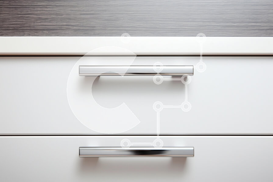 Intra Συλλεκτικό Ξύλινο Παζλ Plywood  4mm - Μοντέρνες λαβές συρταριών σε λευκά συρτάρια Σε Ξύλινο Κουτί - Διαστάσεις Puzzle: 10x10 cm – 25 κομμάτια