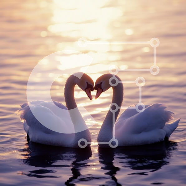 Intra Συλλεκτικό Ξύλινο Παζλ Plywood  4mm - Ερωτευμένοι κύκνοι στο ηλιοβασίλεμα Σε Ξύλινο Κουτί - Διαστάσεις: 10x10 cm – 25 κομμάτια