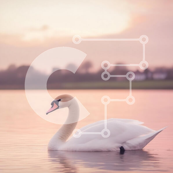 Intra Συλλεκτικό Ξύλινο Παζλ Plywood  4mm - Κύκνος που γλιστρά στο νερό στο ηλιοβασίλεμα Σε Ξύλινο Κουτί - Διαστάσεις: 10x10 cm – 25 κομμάτια