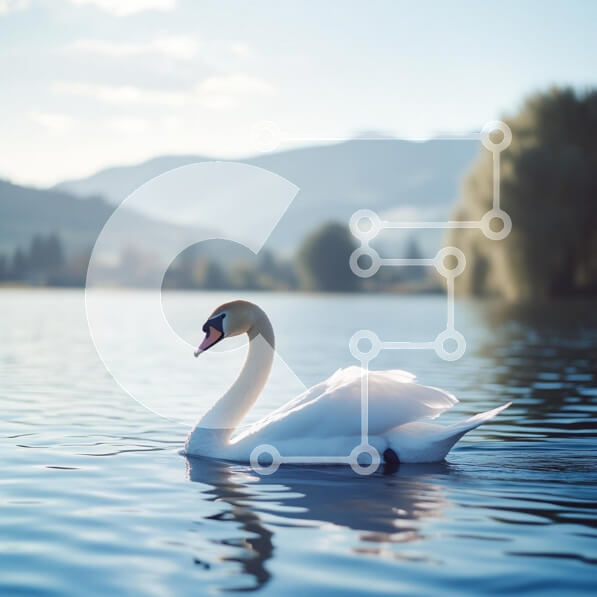 Intra Συλλεκτικό Ξύλινο Παζλ Plywood  4mm - Κύκνος σε μια λίμνη με βουνά στο βάθος Σε Ξύλινο Κουτί - Διαστάσεις: 10x10 cm – 25 κομμάτια