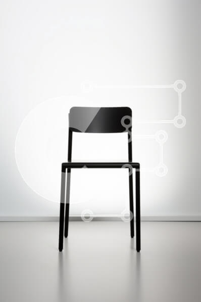 Intra Συλλεκτικό Ξύλινο Παζλ Plywood  4mm - Μοντέρνα μαύρη καρέκλα σε μινιμαλιστικό σκηνικό Σε Ξύλινο Κουτί - Διαστάσεις Puzzle: 10x10 cm – 25 κομμάτια