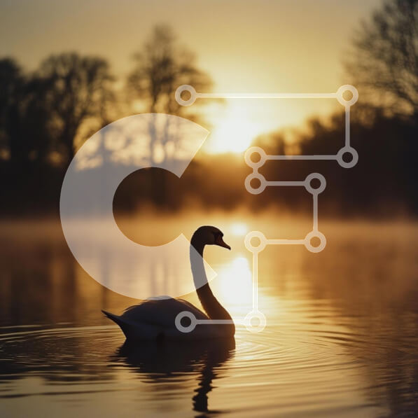 Intra Συλλεκτικό Ξύλινο Παζλ Plywood  4mm - Κύκνος στην ανατολή του ηλίου σε μια ήρεμη λίμνη Σε Ξύλινο Κουτί - Διαστάσεις: 10x10 cm – 25 κομμάτια