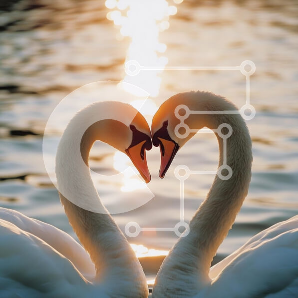 Intra Συλλεκτικό Ξύλινο Παζλ Plywood  4mm - Κύκνοι σε σχήμα καρδιάς στο ηλιοβασίλεμα Σε Ξύλινο Κουτί - Διαστάσεις: 10x10 cm – 25 κομμάτια