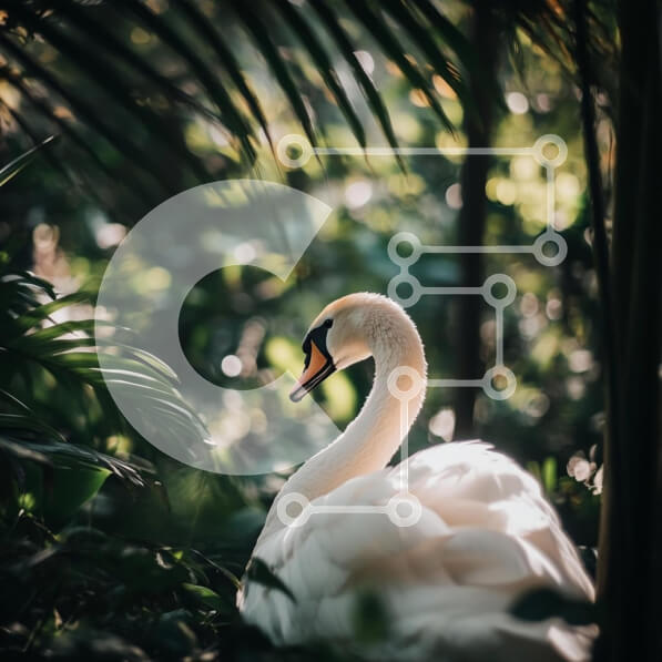 Intra Συλλεκτικό Ξύλινο Παζλ Plywood  4mm - Χαριτωμένος κύκνος στο καταπράσινο τοπίο Σε Ξύλινο Κουτί - Διαστάσεις: 10x10 cm – 25 κομμάτια