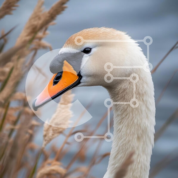 Intra Συλλεκτικό Ξύλινο Παζλ Plywood  4mm - Κοντινό πλάνο ενός κύκνου στη φύση Σε Ξύλινο Κουτί - Διαστάσεις: 10x10 cm – 25 κομμάτια