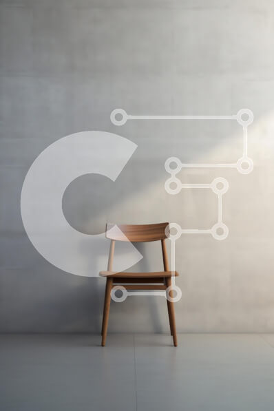 Intra Συλλεκτικό Ξύλινο Παζλ Plywood  4mm - Μινιμαλιστική Ξύλινη Καρέκλα σε Γκρι τοίχο Σε Ξύλινο Κουτί - Διαστάσεις Puzzle: 10x10 cm – 25 κομμάτια