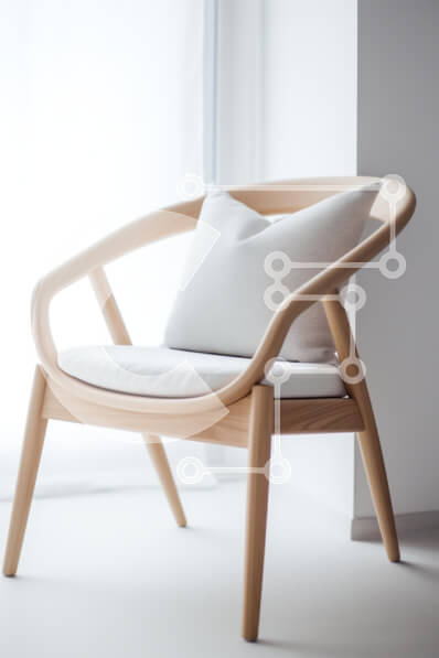 Intra Συλλεκτικό Ξύλινο Παζλ Plywood  4mm - Κομψή ξύλινη καρέκλα με μαξιλάρι σε φωτεινό δωμάτιο Σε Ξύλινο Κουτί - Διαστάσεις Puzzle: 10x10 cm – 25 κομμάτια