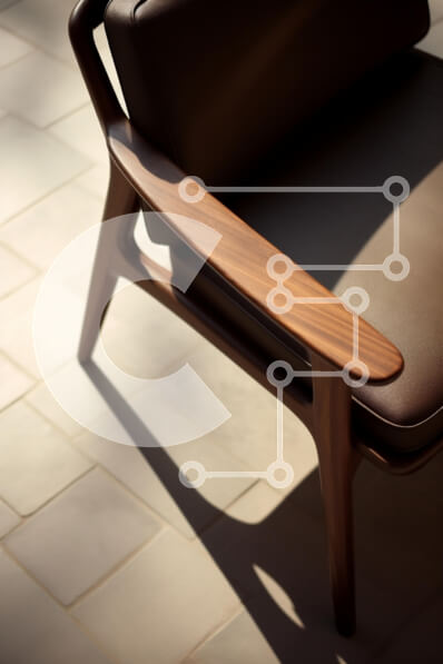 Intra Συλλεκτικό Ξύλινο Παζλ Plywood  4mm - Κομψή μοντέρνα καρέκλα με ξύλινο υποβραχιόνιο Σε Ξύλινο Κουτί - Διαστάσεις Puzzle: 10x10 cm – 25 κομμάτια