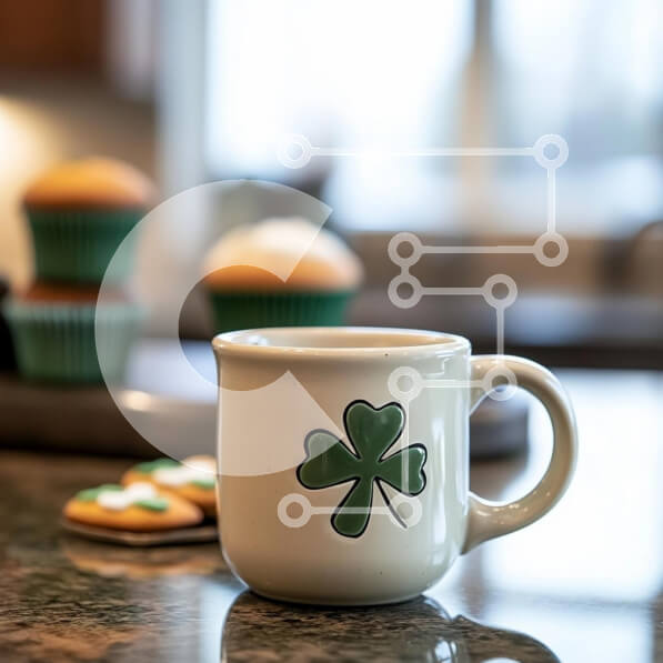 Σετ των 2 Intra Συλλεκτικό Ξύλινο Παζλ Plywood  4mm - Κούπα και λιχουδιές για την ημέρα του Αγίου Πατρικίου Σε Ξύλινο Κουτί - Διαστάσεις: 10x10 cm – 25 κομμάτια