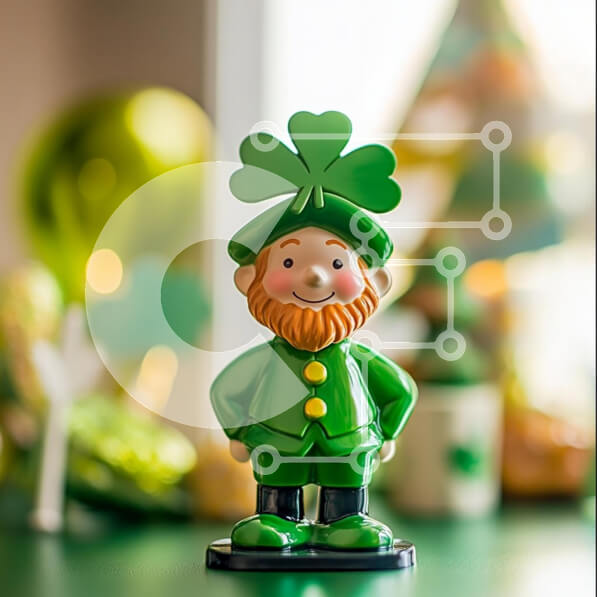 Intra Συλλεκτικό Ξύλινο Παζλ Plywood  4mm - Χαρούμενο ειδώλιο Leprechaun για την Ημέρα του Αγίου Πατρικίου Σε Ξύλινο Κουτί - Διαστάσεις: 10x10 cm – 25 κομμάτια