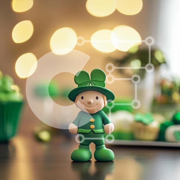 Intra Συλλεκτικό Ξύλινο Παζλ Plywood  4mm - Ειδώλιο Leprechaun για τον εορτασμό του Αγίου Πατρικίου Σε Ξύλινο Κουτί - Διαστάσεις: 10x10 cm – 25 κομμάτια