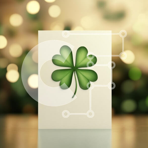 Intra Συλλεκτικό Ξύλινο Παζλ Plywood  4mm - Ευχετήρια κάρτα με ένα πράσινο τετράφυλλο τριφύλλι Σε Ξύλινο Κουτί - Διαστάσεις: 10x10 cm – 25 κομμάτια