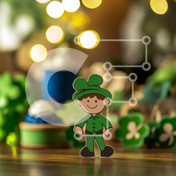 Intra Συλλεκτικό Ξύλινο Παζλ Plywood  4mm - Φιγούρα καλλικάτζαρων για τον εορτασμό της ημέρας του Αγίου Πατρικίου Σε Ξύλινο Κουτί - Διαστάσεις: 10x10 cm – 25 κομμάτια