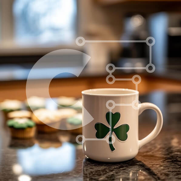 Σετ των 2 Intra Συλλεκτικό Ξύλινο Παζλ Plywood  4mm - Εορταστική κούπα και cupcakes στολισμένα για την ημέρα του Αγίου Πατρικίου Σε Ξύλινο Κουτί - Διαστάσεις: 10x10 cm – 25 κομμάτια