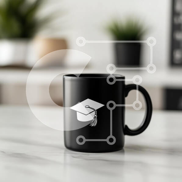 Intra Συλλεκτικό Ξύλινο Παζλ Plywood  4mm - Κούπα αποφοίτησης σε μαρμάρινη επιφάνεια Σε Ξύλινο Κουτί - Διαστάσεις: 10x10 cm – 25 κομμάτια