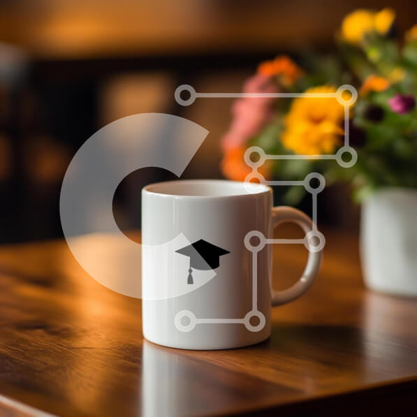 Intra Συλλεκτικό Ξύλινο Παζλ Plywood  4mm - Κούπα καφέ με καπάκι αποφοίτησης σε ξύλινο τραπέζι Σε Ξύλινο Κουτί - Διαστάσεις: 10x10 cm – 25 κομμάτια